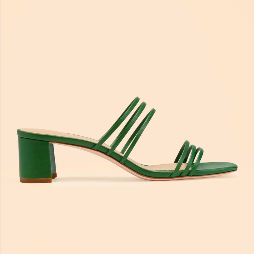Reformation green strappy summer sandals
